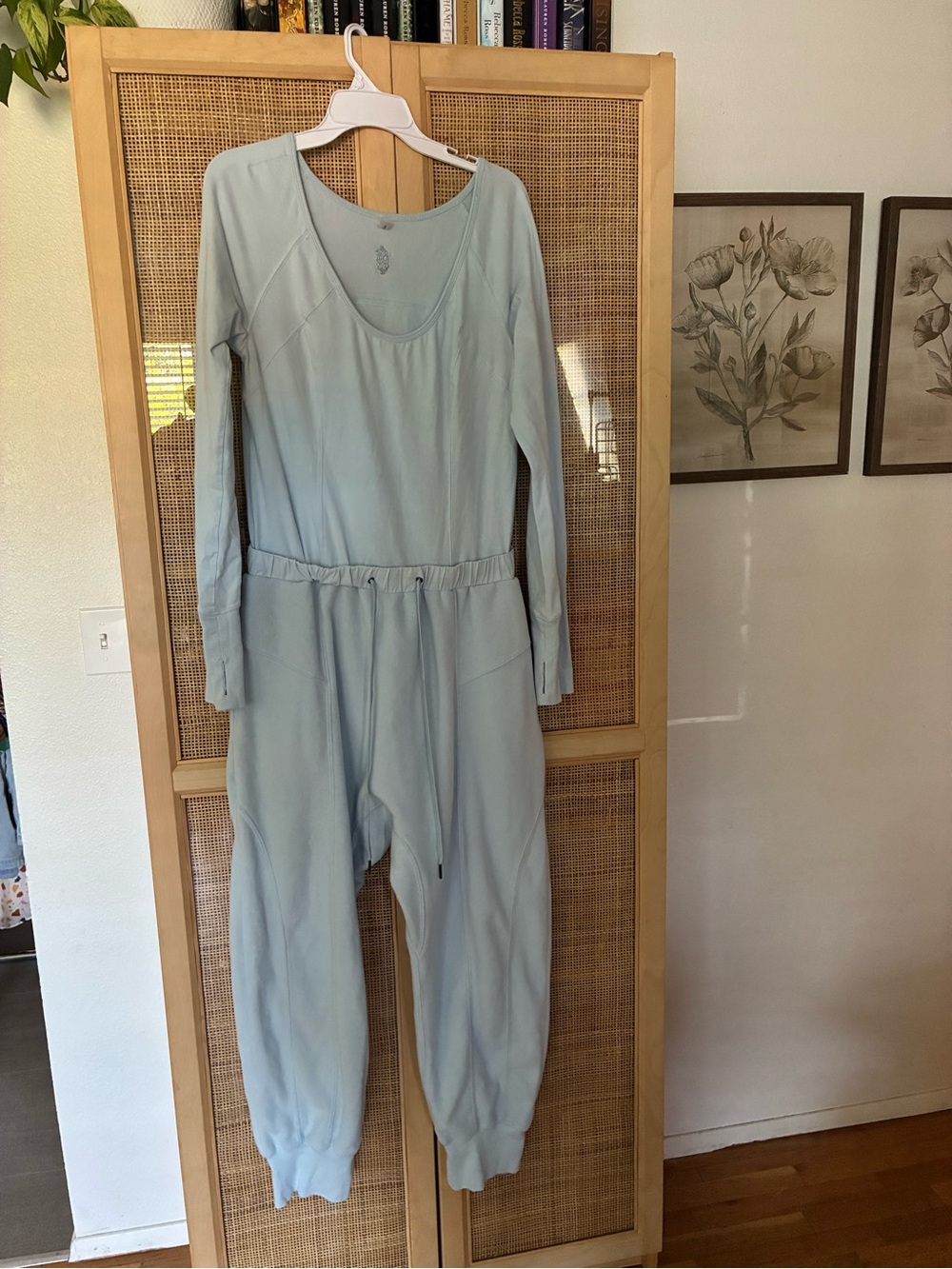 Light Blue Long-Sleeve Scoop-Neck Jumpsuit